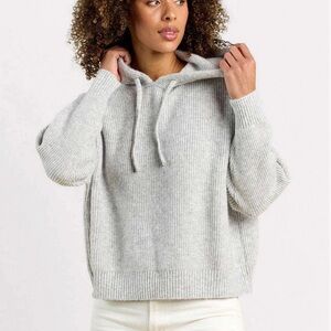 Nuuds Cozy Knit Ribbed Sweater Hoodie Heather Grey Size XXL